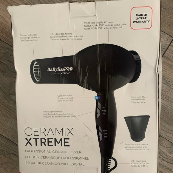 BABYLISSPRO CERAMIX XTREME PROFESSIONAL IONIC CERAMIC 2000W HAIR/BLOW DRYER - Picture 4 of 11